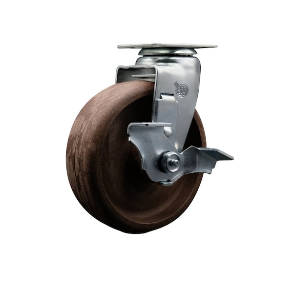 6'' High Temp Glass Filled Nylon Swivel Caster with Bronze Bearing and Brake